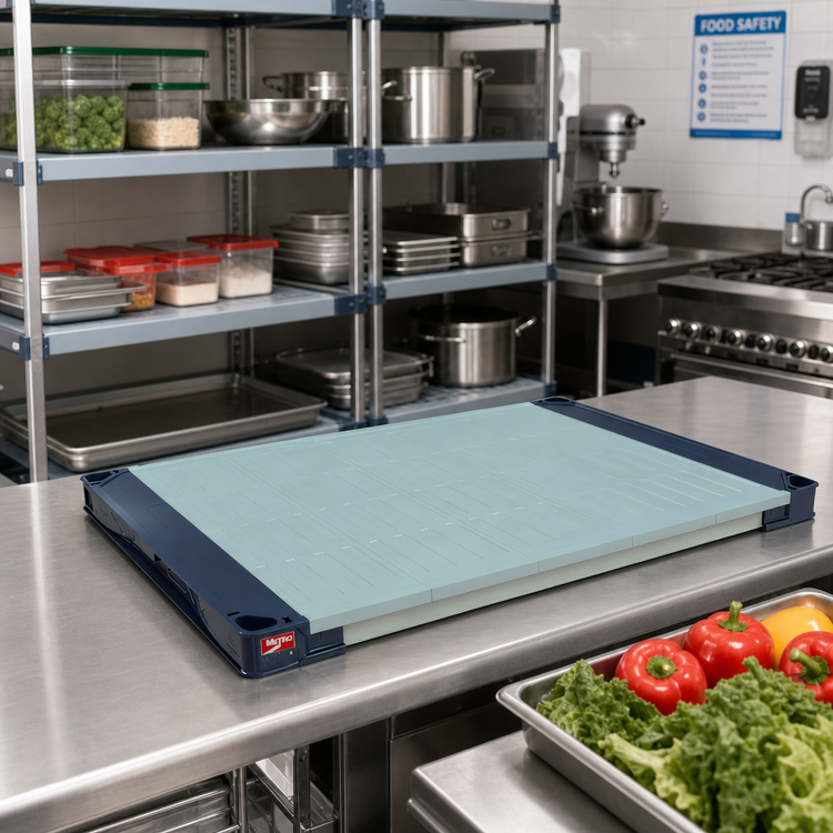 Product image #2 for MetroMax 4 42" x 18" Solid Blue Polymer Shelf with Removable Polypropylene Mats