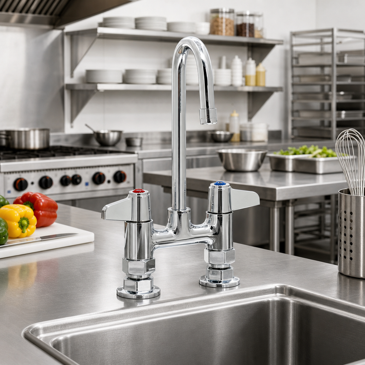 Product image #2 for Equip 4-Inch Adjustable Deck Mount Mixing Faucet with 3-Inch Rigid Gooseneck