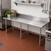 Thumbnail image #2 for Sapphire Manufacturing 84-Inch x 24-Inch Stainless Steel Work Table with 5-Inch Backsplash and Galvanized Open Base
