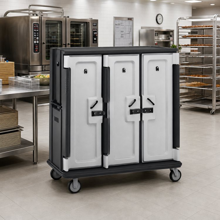 Product image #3 for Cambro Insulated Tall Profile 3-Compartment 30-Tray Meal Delivery Cart for 15 x 20 Inch Trays