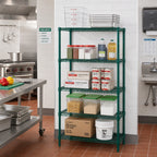 Thumbnail image #2 for Quantum WR54-2430P-5 Stationary Wire Shelving Starter Kit, 30"W x 24"D x 54"H, 5 Shelves, Green Epoxy