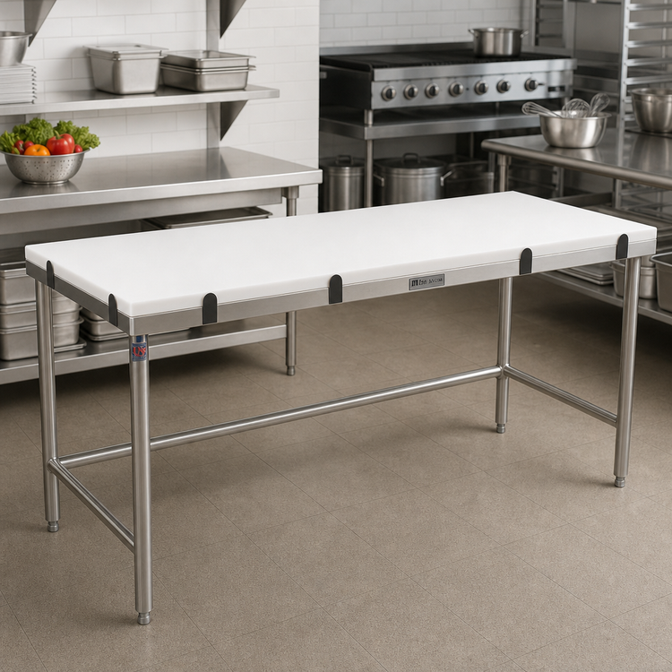 Product image #2 for John Boos 72-Inch x 30-Inch Reversible Poly Top Breaking Table with Stainless Steel Base