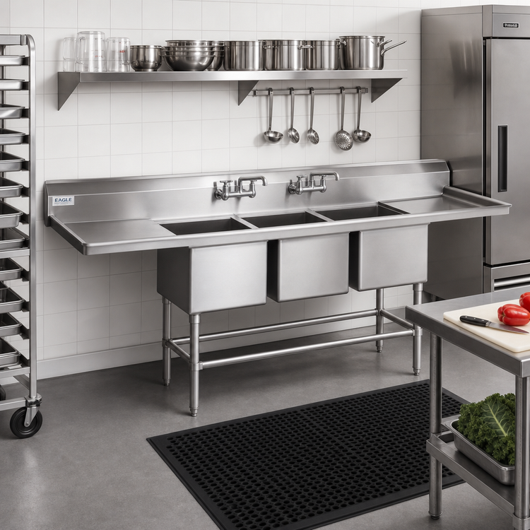Product image #2 for Eagle Group Spec-Master FN Series 3-Compartment Stainless Steel Sink with Left Drainboard