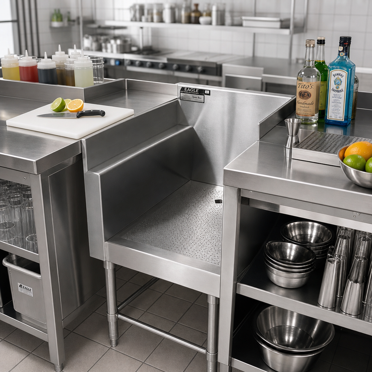 Product image #2 for Eagle Group Spec-Bar Recessed Stainless Steel Workboard with Perforated Insert and Drain, 30" x 24"