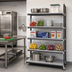 Thumbnail image #2 for Cambro Camshelving Elements XTRA 5-Tier Stationary Add-On Polymer Shelving Unit with Vented and Solid Shelves, 60 x 24 x 84 Inches