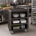 Thumbnail image #3 for Cambro Service Cart Pro Medium 3-Shelf Bus Cart with Closed Side, Dark Brown