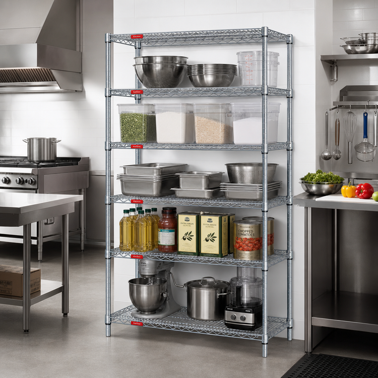 Product image #2 for EagleGard Stationary 5-Tier Wire Shelving Starter Unit, 36"W x 21"D x 74"H