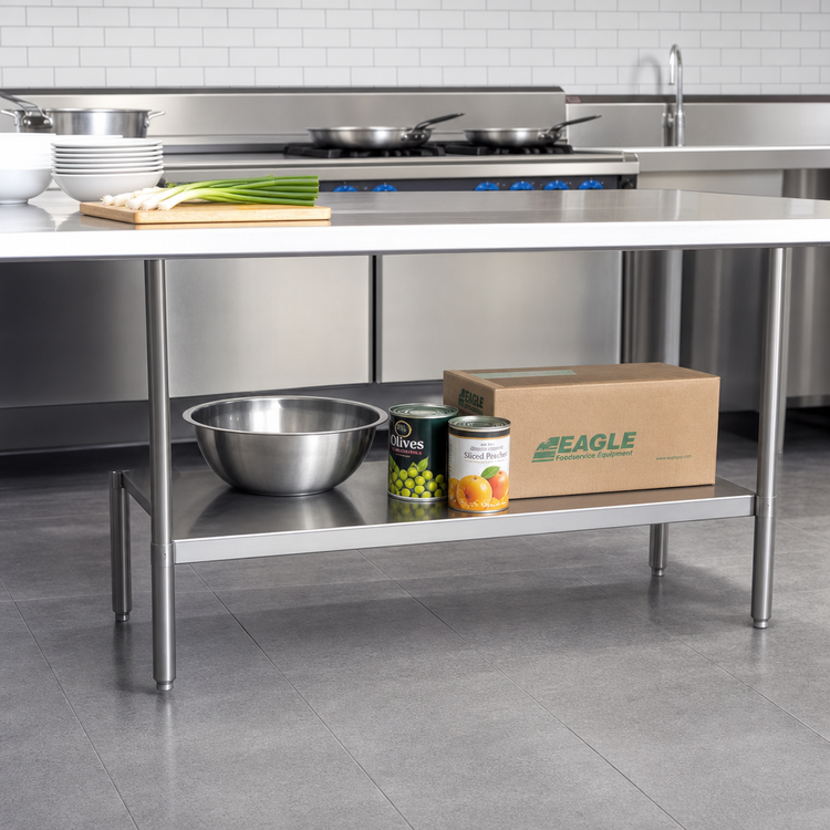 Product image #2 for Eagle Group 36" x 24" 18-Gauge 400 Series Stainless Steel Dishtable Undershelf