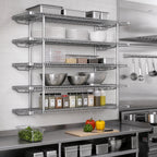 Thumbnail image #2 for Eagle Group QuadTruss S5-5B-SSW1848C 5-Tier Wall-Mounted Open Wire Shelf Kit, 48"W x 18"D, Chrome
