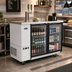 Thumbnail image #2 for Atosa Two-Section Shallow-Depth Back Bar Cooler with Locking Glass Doors, 15 Cu. Ft., Self-Contained Side-Mount Refrigeration