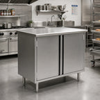 Thumbnail image #2 for Eagle Group Spec-Master CBH2460SE 60"W x 24"D Enclosed Stainless Steel Work Table with Hinged Doors, 14-Gauge 304 Top