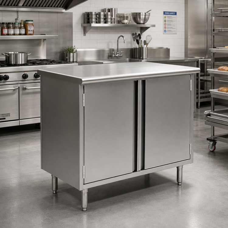 Product image #2 for Eagle Spec-Master 60" x 24" Enclosed Work Table with Hinged Doors and 14/304 Stainless Steel Top
