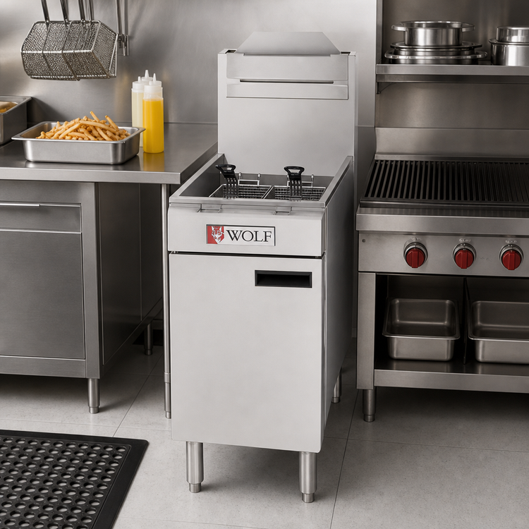 Product image #3 for Wolf Quick Ship Commander Free-Standing Gas Fryer, 15-1/2 Inch Wide, 35-40 lb. Capacity, Twin Baskets