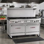 Thumbnail image #2 for Southbend (Middleby) Ultimate 4604CC-5R 60-Inch Commercial Gas Range, 7 Open Burners, 2 Cabinet Bases, Hi-Shelf Backriser