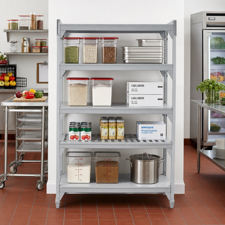 Product image #3 for Cambro Camshelving Premium 21" x 60" 4-Shelf Vented and Solid Shelf Kit
