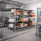 Thumbnail image #2 for Metro qwikTRAK LBTM21S Double-Deep Floor-Track Stainless Steel Mobile Unit Kit, 74-Inch Height, 21-Inch Shelf Width