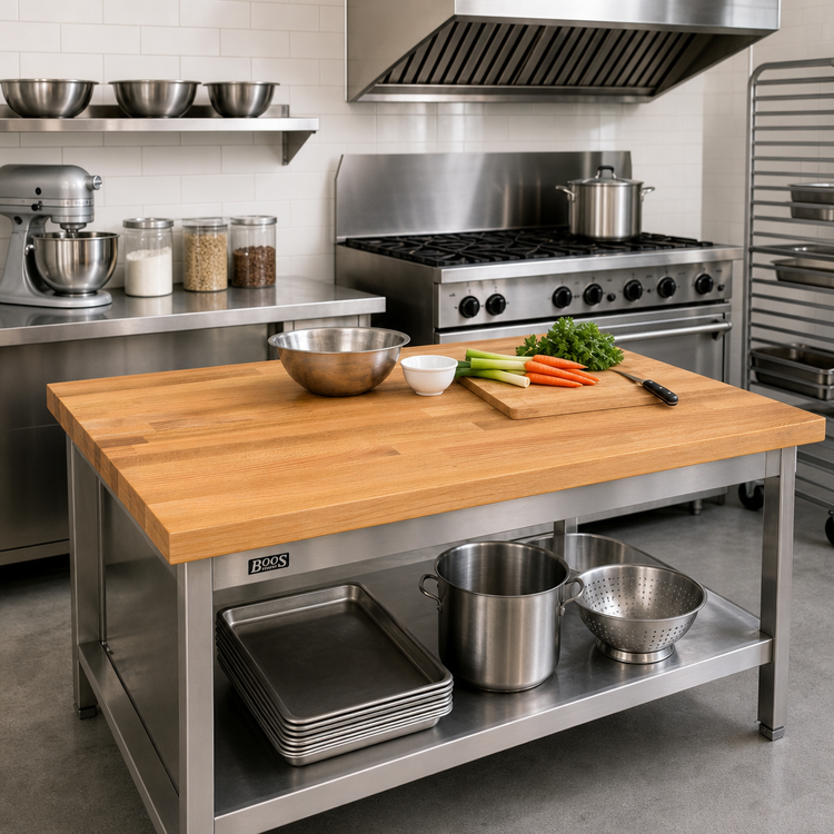 Product image #2 for John Boos Appalachian Red Oak Blended Edge Grain Island Countertop, 48 x 38 x 1-1/2 Inch, Penetrating Oil Finish