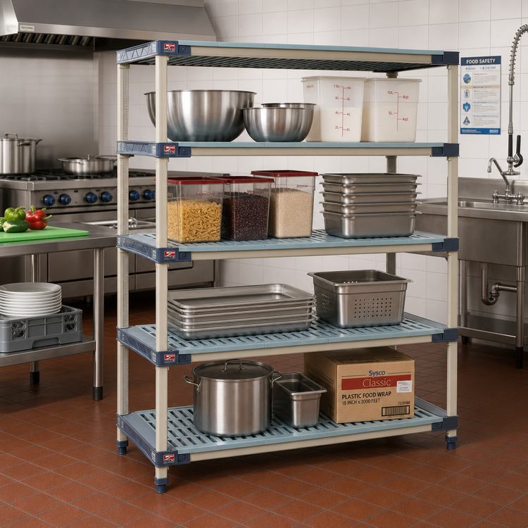 Product image #2 for MetroMax 4 All-Polymer 4-Shelf Starter Shelving Unit, 60"W x 18"D x 74"H