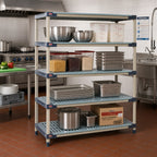 Thumbnail image #2 for Metro MetroMax 4 MF-186074G-S-4 All-Polymer 4-Shelf Starter Shelving Unit, 60"W x 18"D x 74"H, 2,000-lb. Capacity, Microban, Removable Mats