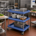 Thumbnail image #2 for Metro Deep Ledge 3-Tier Adjustable Polymer Bus Cart with Open Base, Blue