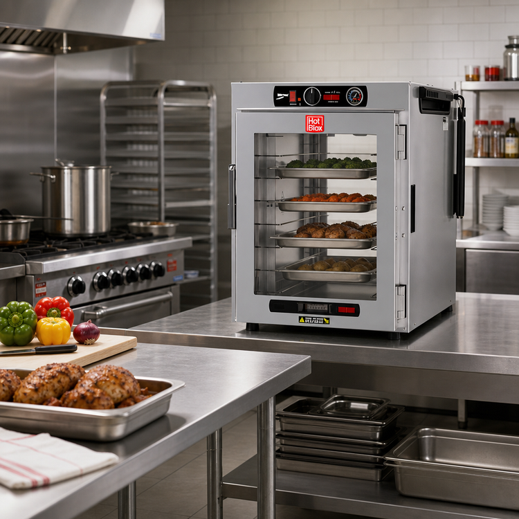 Product image #3 for Metro HotBlox Wide 8-Pan Pass-Thru Countertop/Stacking Insulated Holding Cabinet with Clear Front and Rear Doors