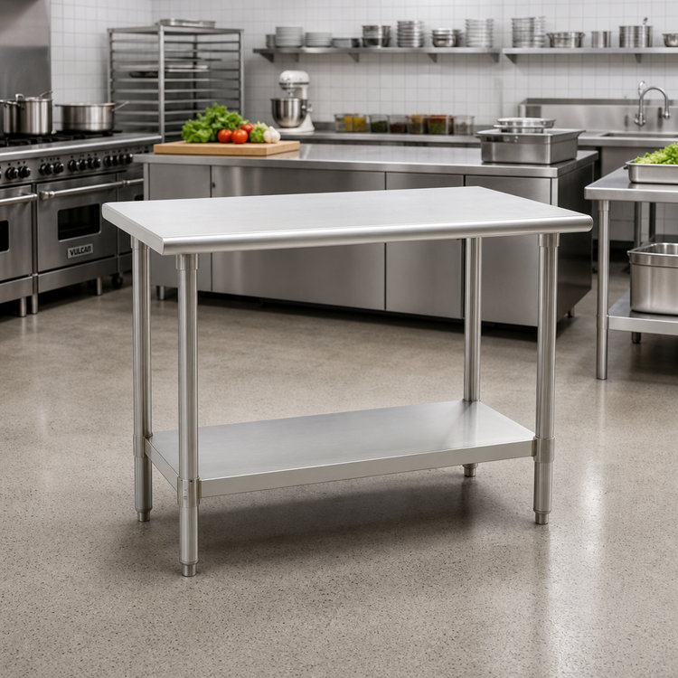 Product image #2 for Spec-Master 60 x 48 Inch Stainless Steel Work Table with Adjustable Undershelf and Rolled Edge Top