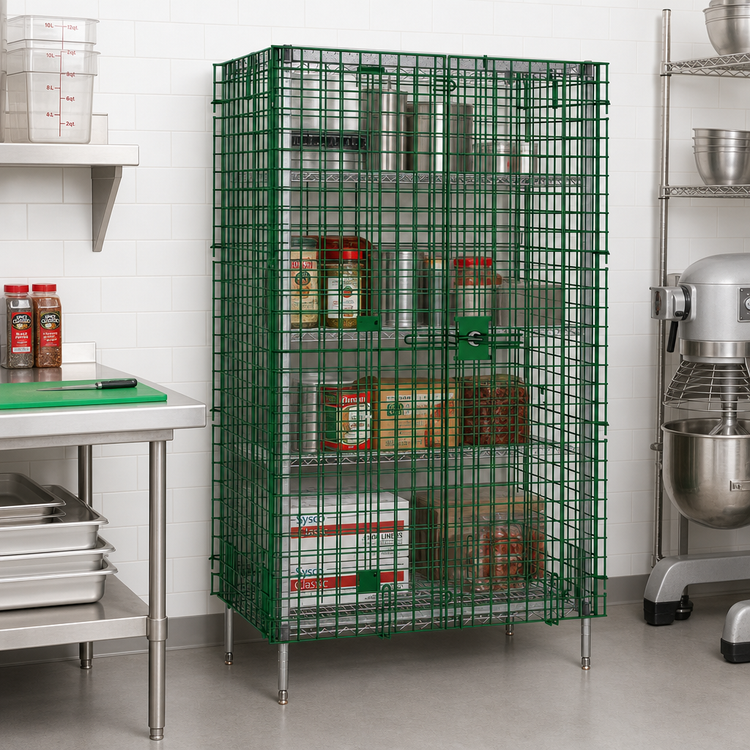 Product image #3 for Olympic Security Cage Enclosure Kit for 24 x 36 Shelving with Side-Hinged Door, Green-Guard Epoxy Finish