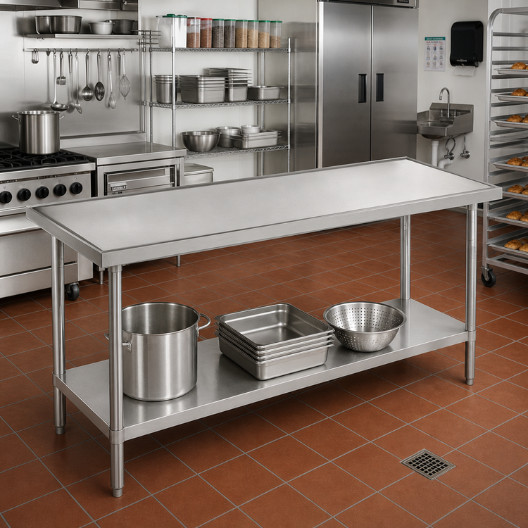 Product image #2 for Advance Tabco VSS-309 108-Inch x 30-Inch Stainless Steel Work Table with Undershelf