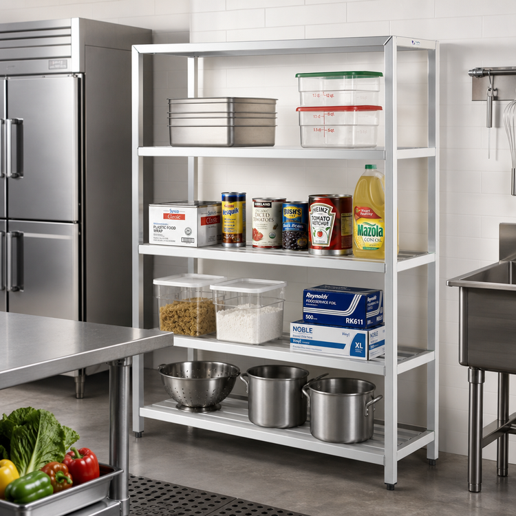 Product image #2 for New Age H.D. Series 4-Shelf All-Welded Heavy-Duty Aluminum Shelving Unit, 48"W x 20"D x 72"H