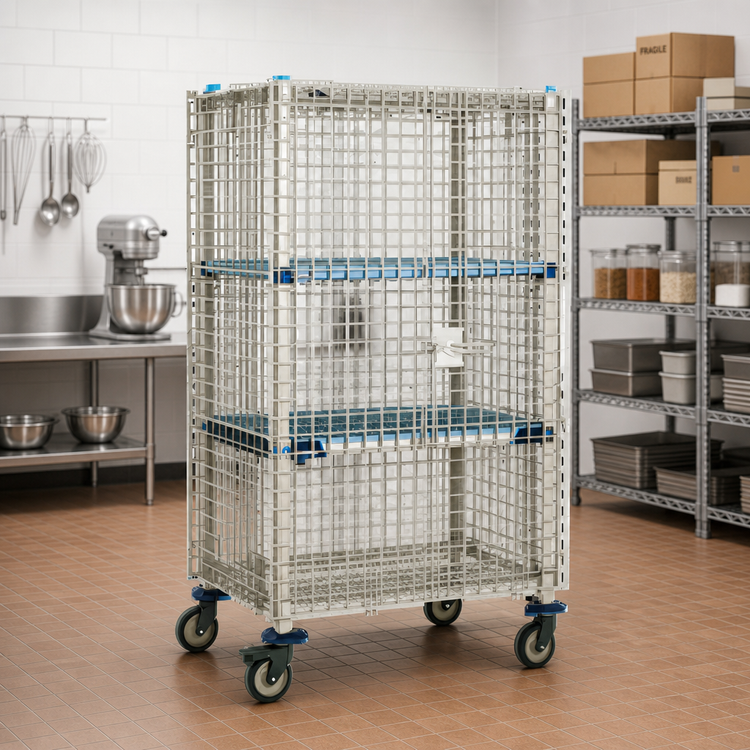 Product image #2 for MetroMax Q Mobile Wire Security Cage with Casters, 52-3/4" W x 27-13/16" D x 67-13/16" H, No Intermediate Shelves