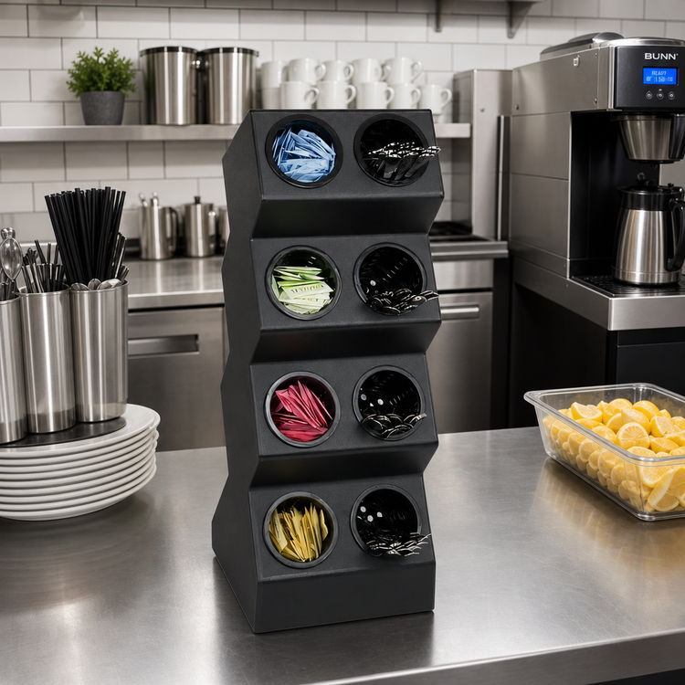 Product image #2 for Black Polystyrene Countertop Flatware Organizer with 8 Compartments and Inserts