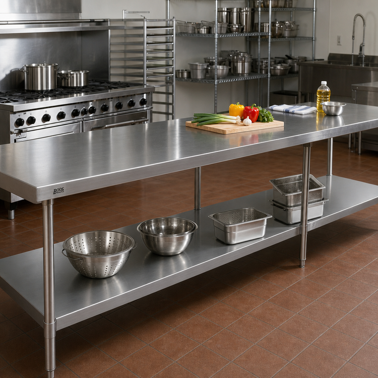 Product image #2 for John Boos 108 Inch W x 24 Inch D Stainless Steel Work Table Undershelf for TC and GMT Tables