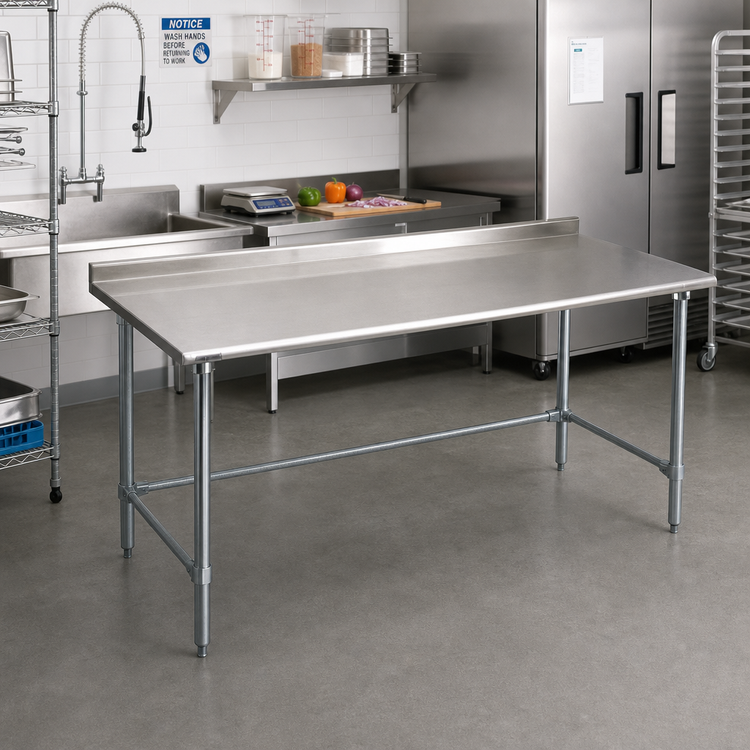 Product image #2 for Eagle Group BlendPort® Budget Series 84"W x 30"D Stainless Steel Top Work Table with Galvanized Base