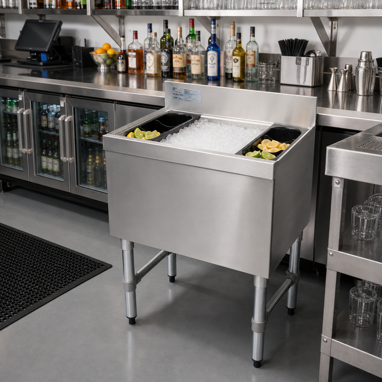 Product image #2 for Advance Tabco Underbar Basics 36-Inch Stainless Steel Bar Ice Bin with 10-Circuit Cold Plate