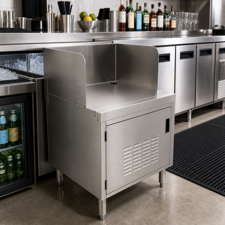 Product image #2 for Advance Tabco Prestige 18-Inch Underbar Point of Service Cabinet with 11-Inch Backsplash and Louvered Door