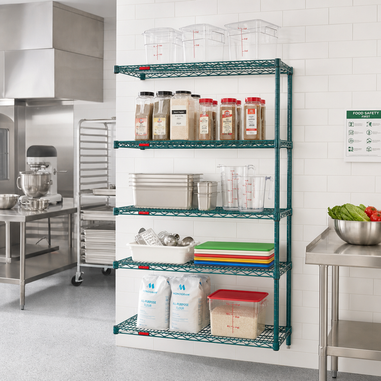 Product image #2 for Eagle Group Valu-Gard 5-Tier Add-On Wire Shelving Unit, 30 x 24 x 74 Inches, Green Epoxy