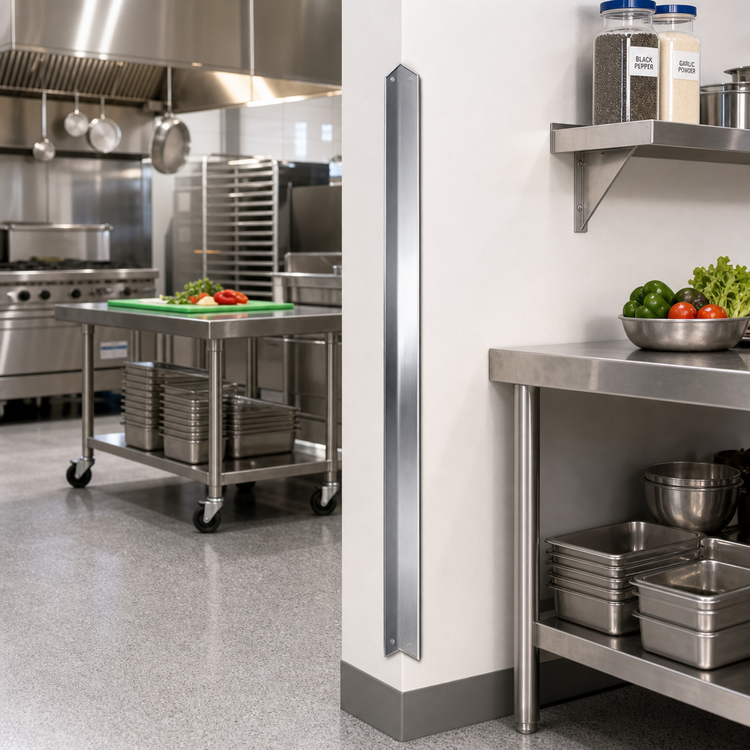 Product image #2 for Advance Tabco 84-Inch Stainless Steel Corner Guard with Adhesive Tape Backing