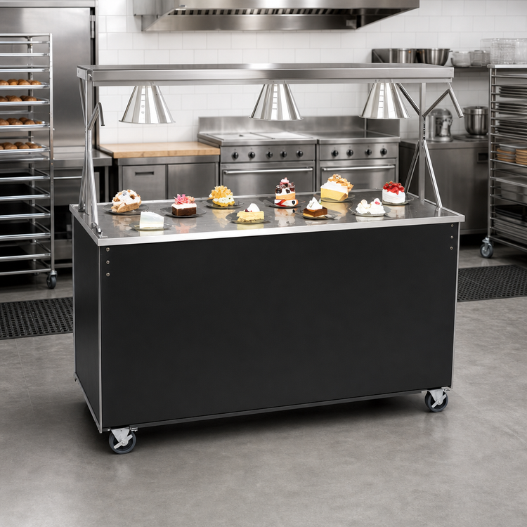 Product image #2 for Vollrath 2-Series Affordable Portable 46-Inch Mobile Utility Station with Stainless Steel Top and Illuminated Buffet Breath Guard