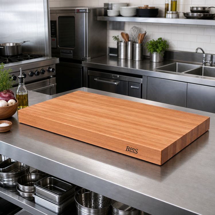 Product image #2 for Boos Block American Cherry Edge Grain Kitchen Countertop with Full-Length Rails, 36 x 30 x 3 Inches, Varnique Finish