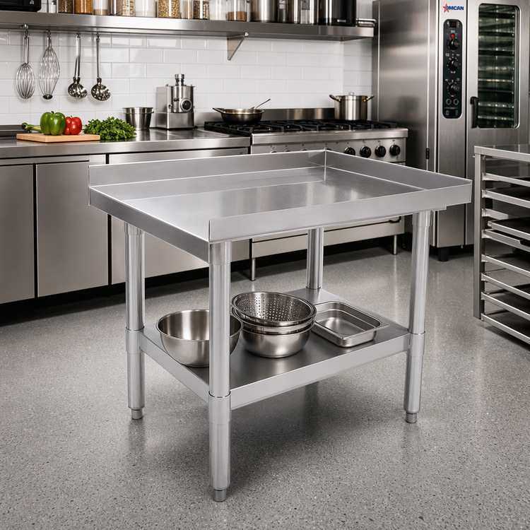 Product image #2 for Omcan 15-Inch x 30-Inch Stainless Steel Equipment Stand with Undershelf