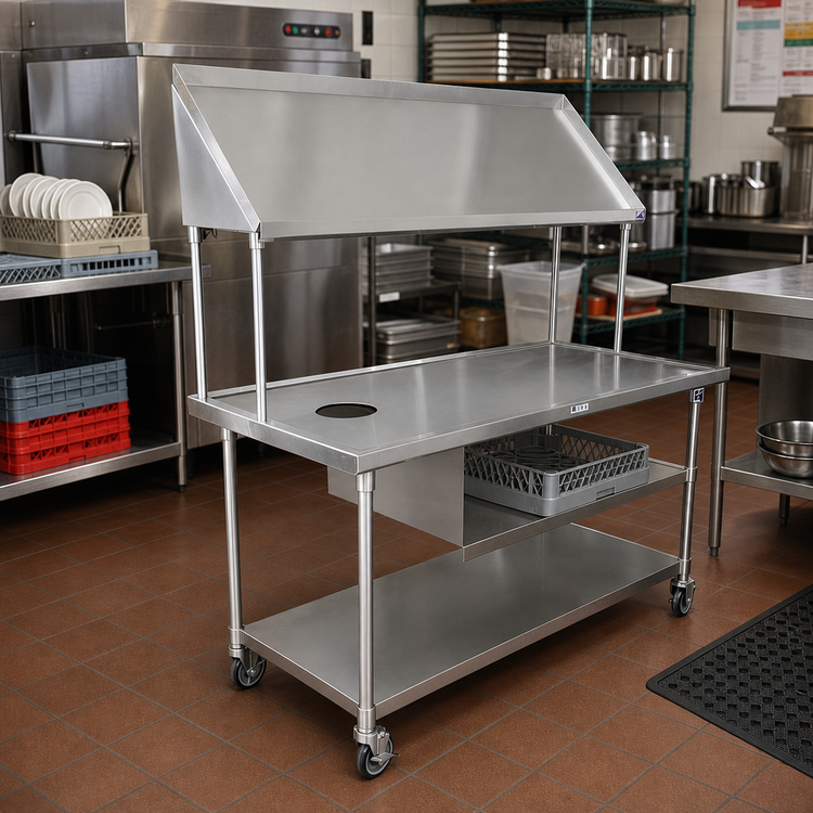 Product image #2 for Mobile Stainless Steel Sorting Table / Dish Table, 63 x 30 Inches