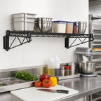 Thumbnail image #2 for Quantum WDWB2430BK Wall-Mount Cantilever Single Wire Shelf, 30 x 24 Inches, Black Epoxy Antimicrobial Finish