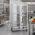 Thumbnail image #2 for Channel Manufacturing Double-Section Aluminum Cafeteria Tray Rack for 15 x 20 Trays, 64 Inch High, 4 Inch Spacing