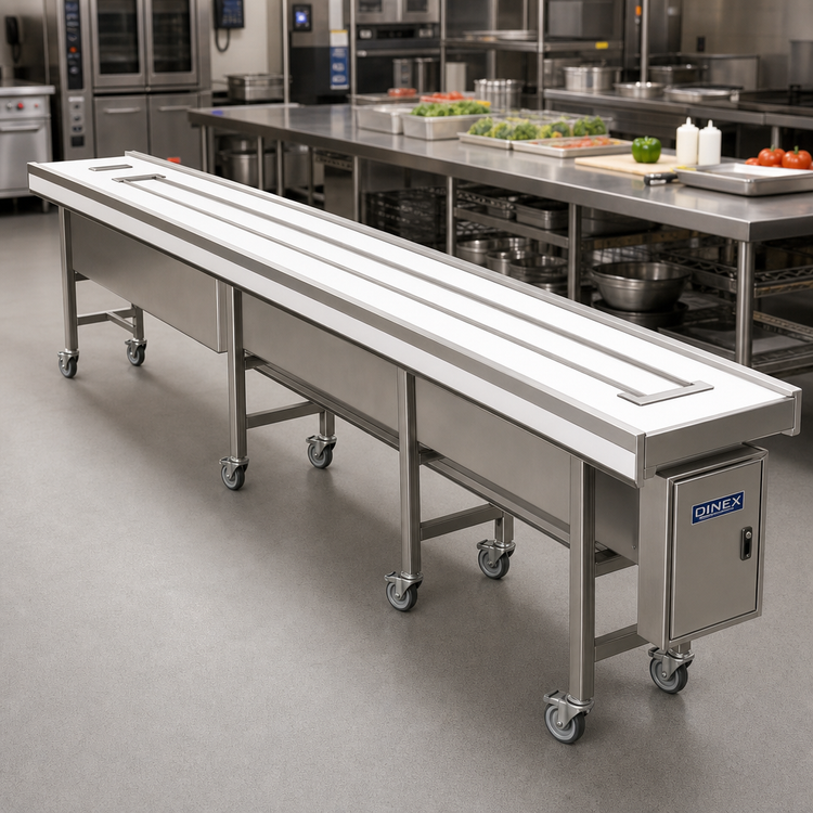 Product image #2 for Dinex DXIESB14 14 ft Dual Urethane Band Belt Tray Make-Up Conveyor