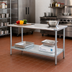 Thumbnail image #2 for BlendPort Deluxe Series Flat-Top Stainless Steel Work Table with Adjustable Galvanized Undershelf, 60