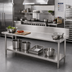 Thumbnail image #2 for Advance Tabco 108-Inch x 24-Inch 304 Stainless Steel Work Table with 10-Inch Backsplash and Adjustable Undershelf