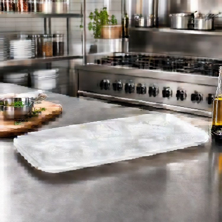 Product image #2 for Translucence Collection 21-Inch Rectangular Resin Platter, White Swirl