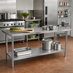 Thumbnail image #2 for Klinger's Trading AST1872 72-Inch x 18-Inch Stainless Steel Work Table, 18-Gauge Flat Top with Open Undershelf