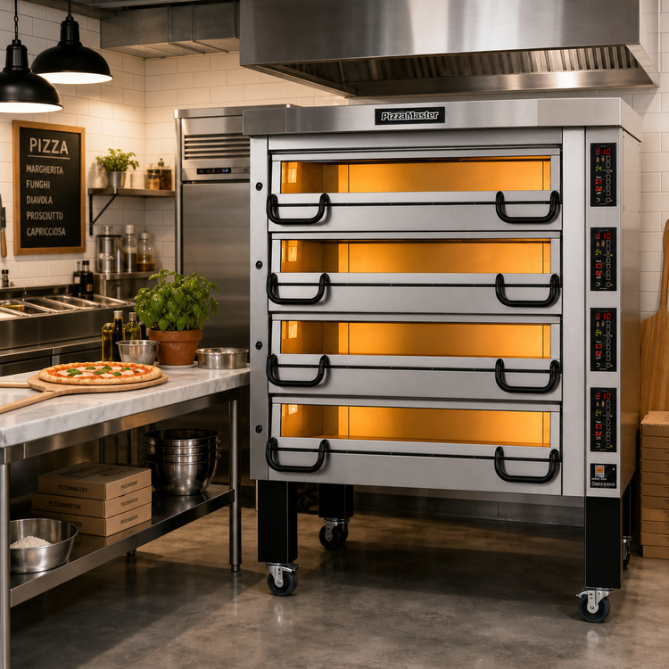 Product image #2 for PizzaMaster PM 844ED 4-Deck Electric Pizza Oven with Ceramic Clay Stones