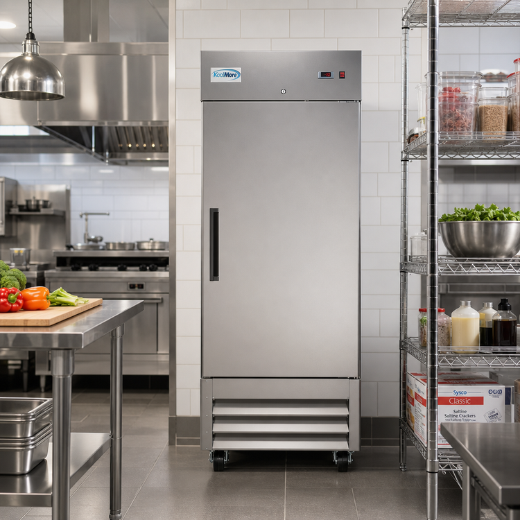 Product image #2 for KoolMore 23 Cu. Ft. One-Section Reach-In Commercial Freezer with Stainless Steel Solid Door and Bottom-Mount Refrigeration